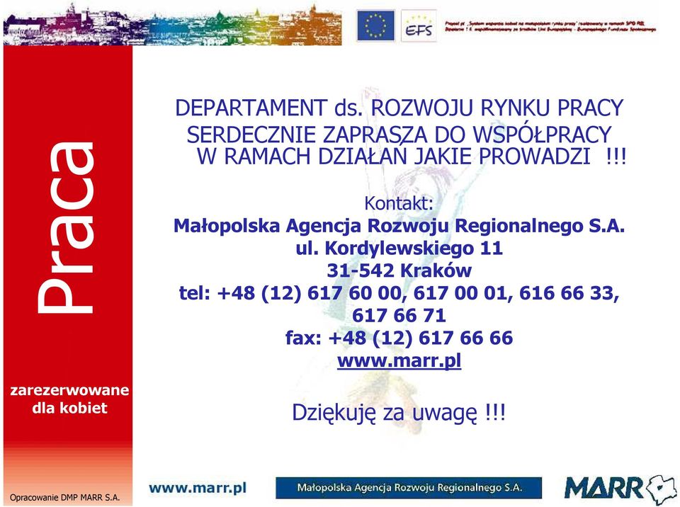 PROWADZI!!! Kontakt: Małopolska Agencja Rozwoju Regionalnego S.A. ul.