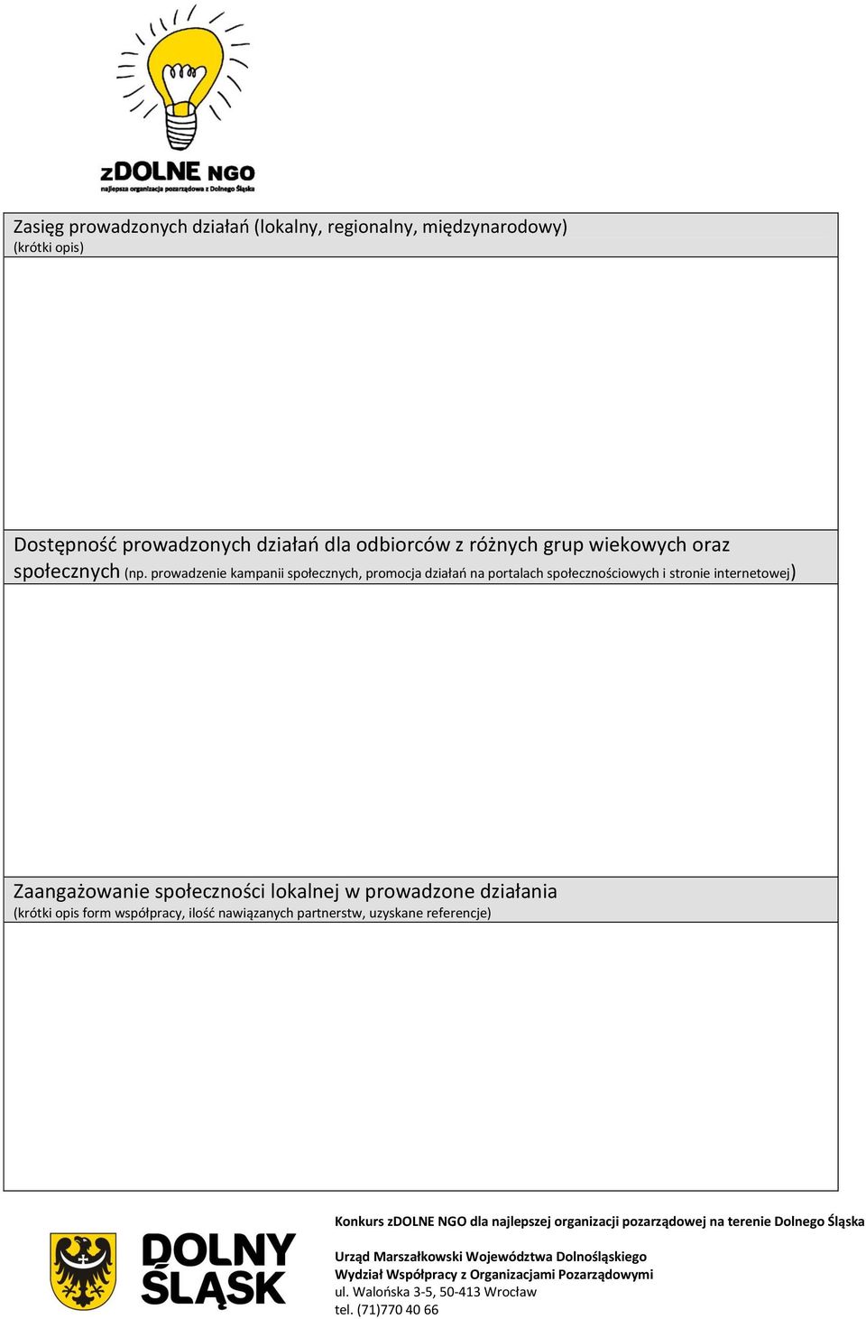 prowadzenie kampanii społecznych, promocja działań na portalach społecznościowych i stronie