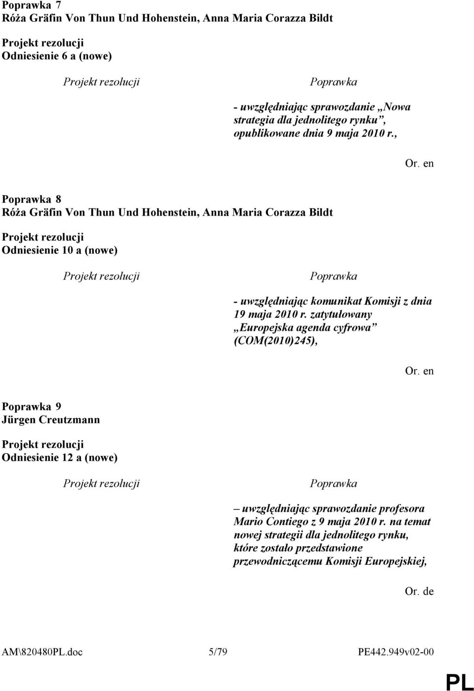 , 8 Róża Gräfin Von Thun Und Hohenstein, Anna Maria Corazza Bildt Odniesienie 10 a (nowe) - uwzględniając komunikat Komisji z dnia 19 maja 2010 r.