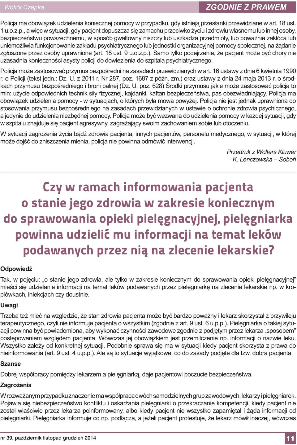 pielęgnacyjnej, pielęgniarka powinna udzielić mu