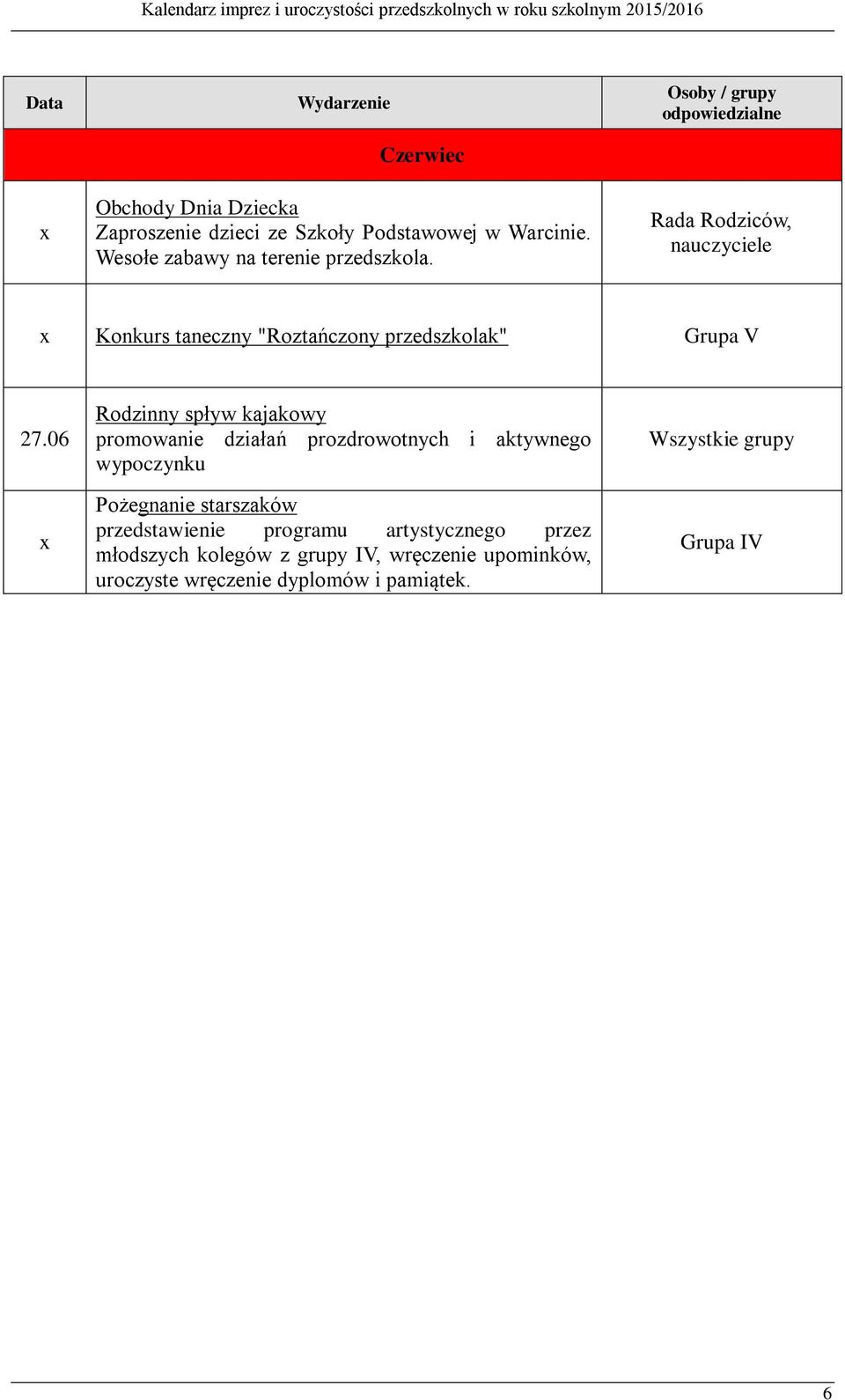 06 Rodzinny spływ kajakowy Pożegnanie starszaków przedstawienie programu artystycznego przez