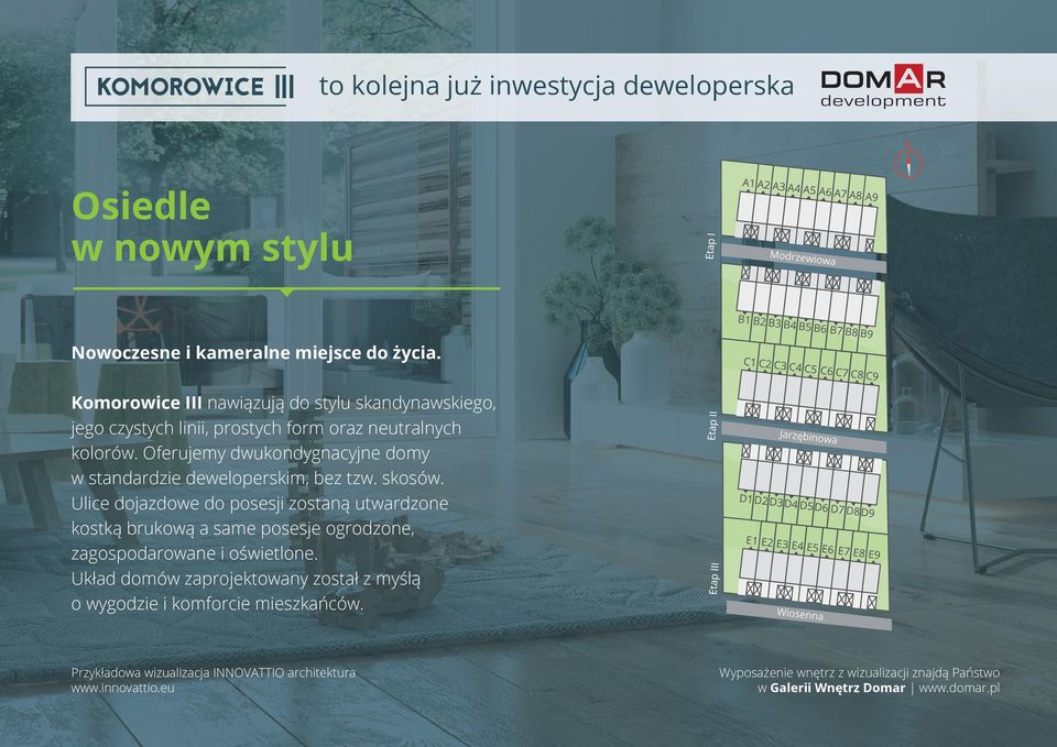 Oferujemy dwukondygnacyjne domy w standardzie deweloperskim, bez tzw. skosów.