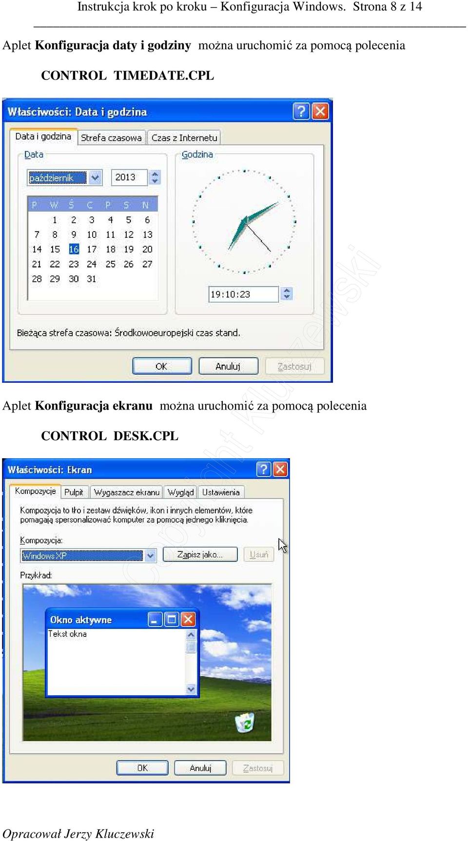 uruchomić za pomocą polecenia CONTROL TIMEDATE.