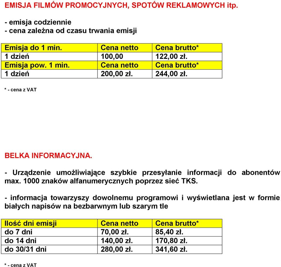 - Urządzenie umożliwiające szybkie przesyłanie informacji do abonentów max. 1000 znaków alfanumerycznych poprzez sieć TKS.