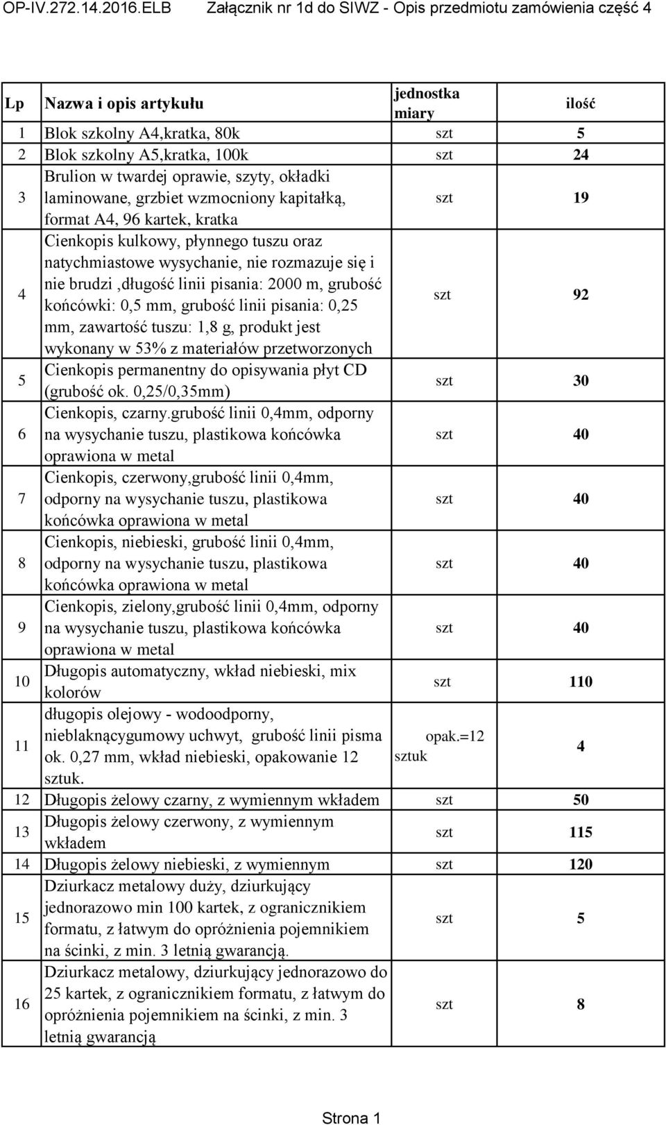 mm, grubość linii pisania: 0,25 szt 92 mm, zawartość tuszu: 1,8 g, produkt jest wykonany w 53% z materiałów przetworzonych 5 Cienkopis permanentny do opisywania płyt CD (grubość ok.