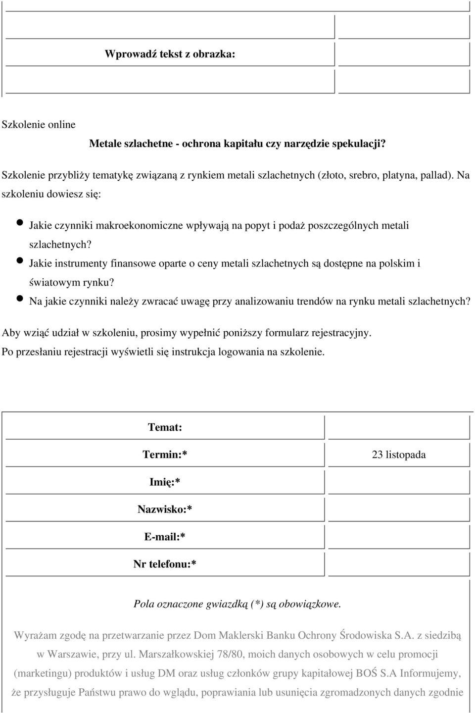 Na szkoleniu dowiesz się: Jakie czynniki makroekonomiczne wpływają na popyt i podaż poszczególnych metali szlachetnych?