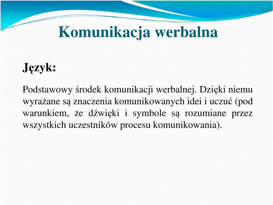 Dzięki niemu wyrażane są znaczenia komunikowanych idei i