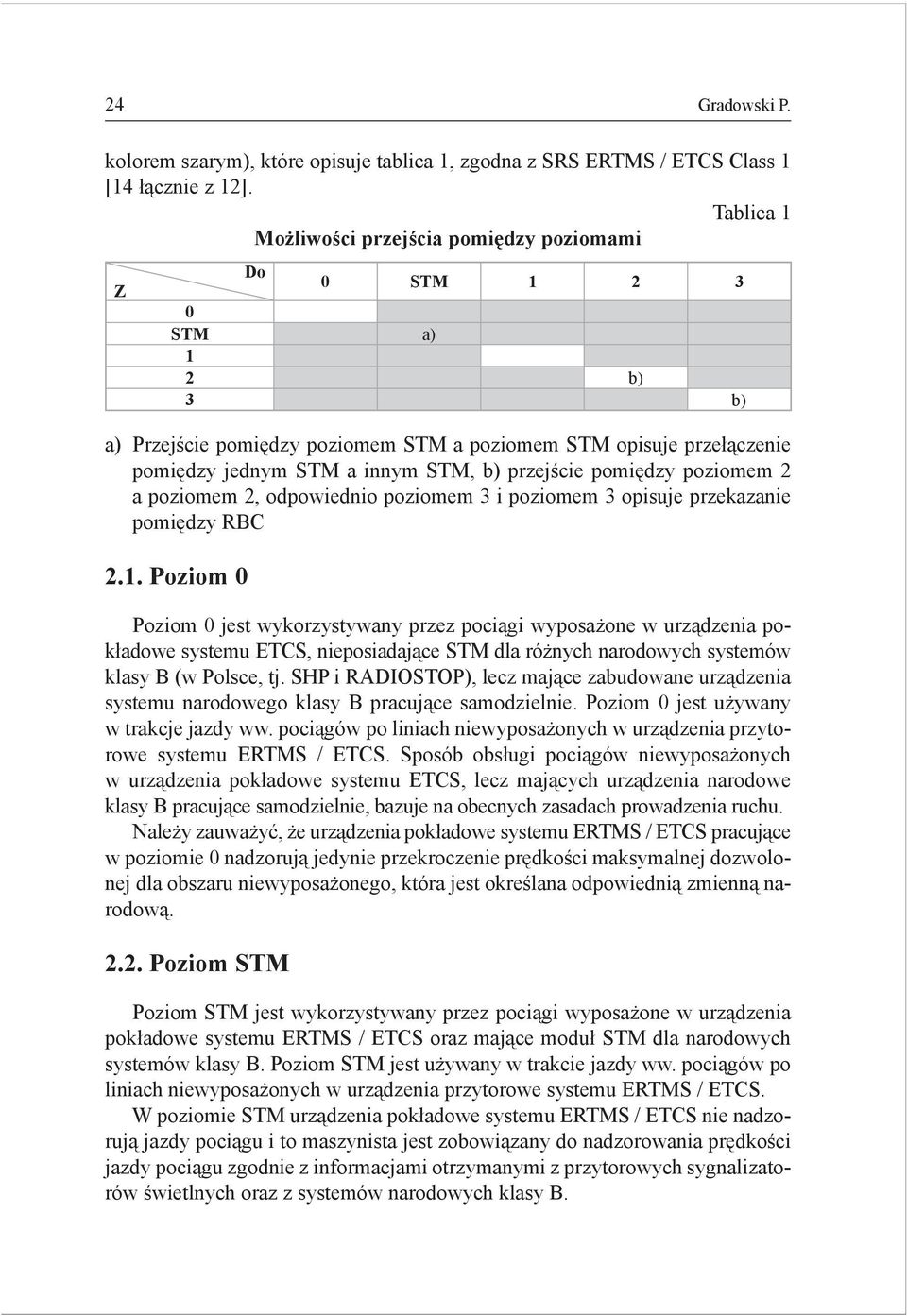 przejście pomiędzy poziomem 2 a poziomem 2, odpowiednio poziomem 3 i poziomem 3 opisuje przekazanie pomiędzy RBC 2.1.