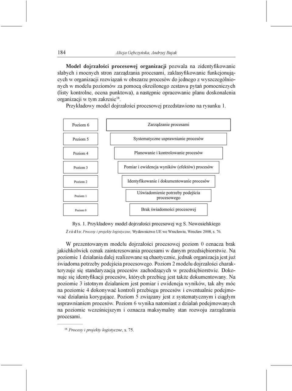 doskonalenia organizacji w tym zakresie 18. Przykładowy model dojrzałości procesowej przedstawiono na rysunku 1. Rys. 1. Przykładowy model dojrzałości procesowej wg S.