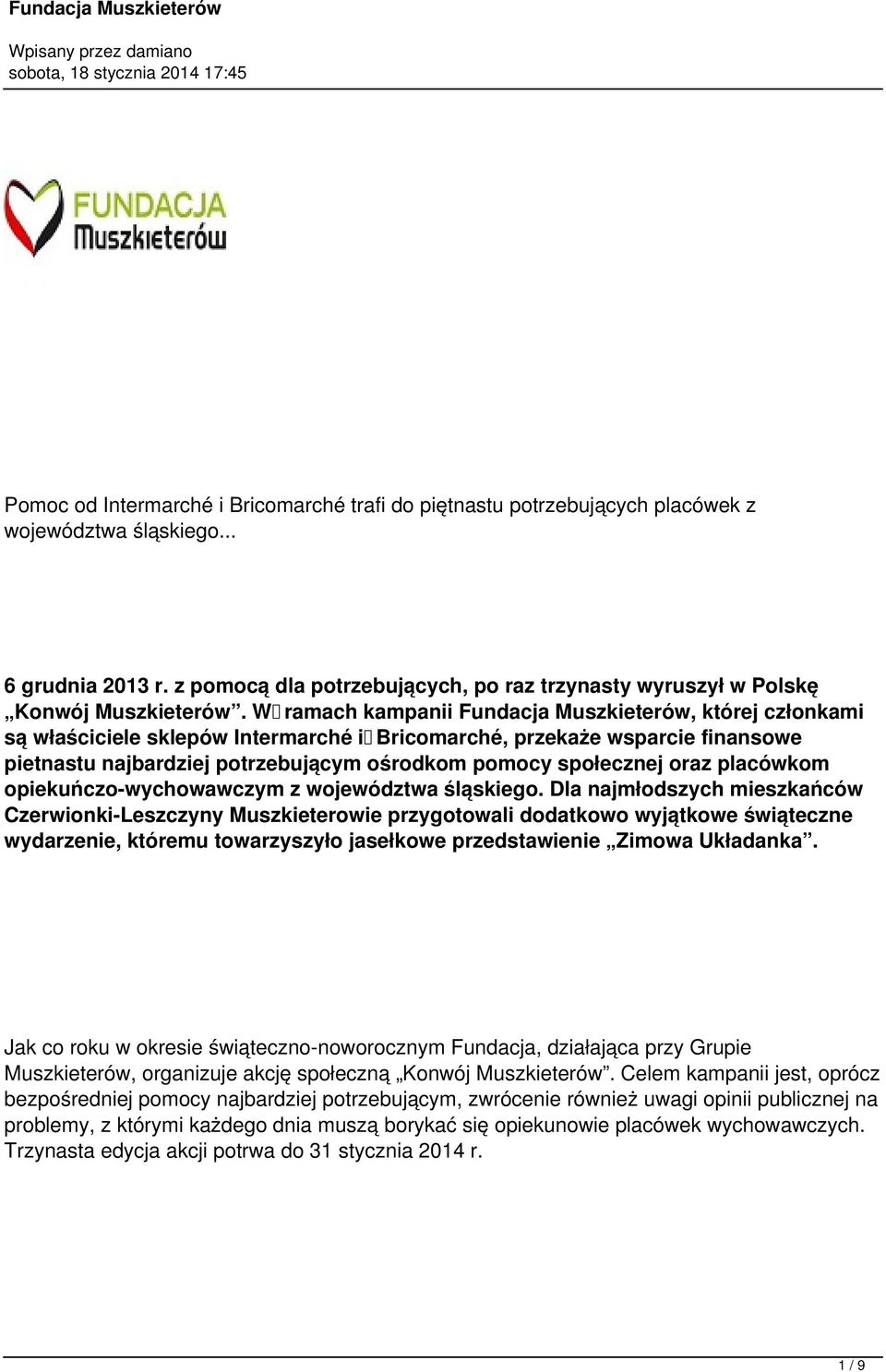 placówkom opiekuńczo-wychowawczym z województwa śląskiego.