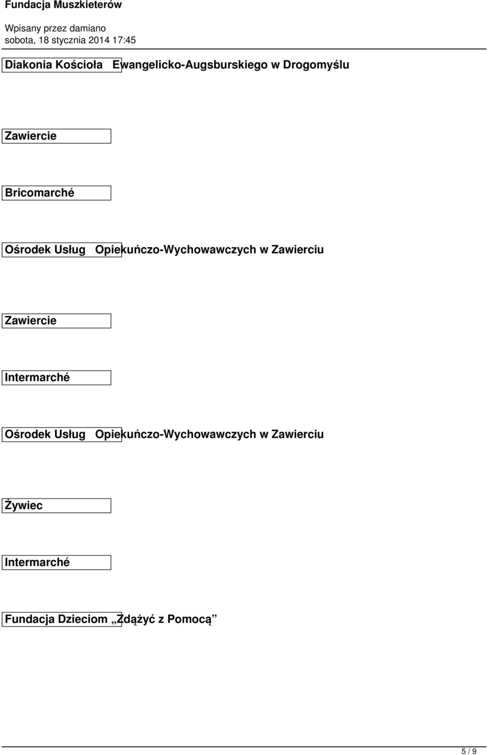 Opiekuńczo-Wychowawczych w Zawierciu Zawiercie Ośrodek