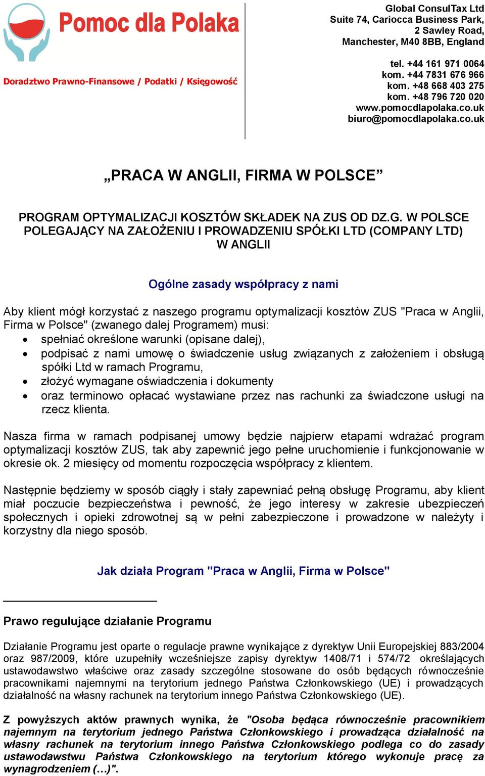 AM OPTYMALIZACJI KOSZTÓW SKŁADEK NA ZUS OD DZ.G.