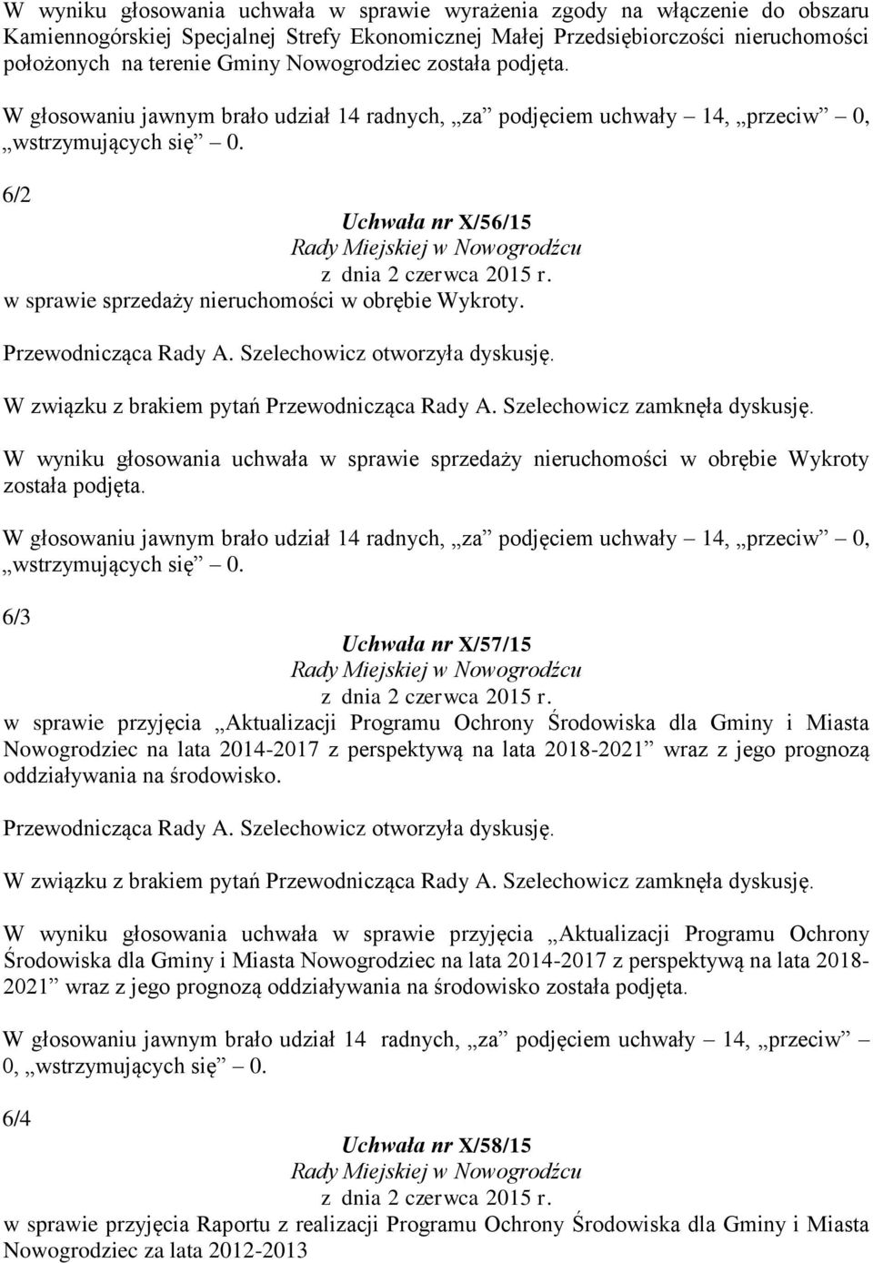 W wyniku głosowania uchwała w sprawie sprzedaży nieruchomości w obrębie Wykroty została podjęta.