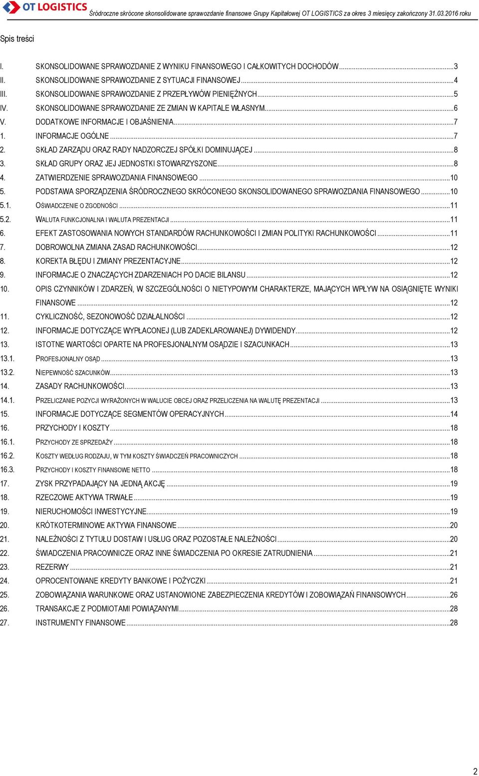 SKŁAD ZARZĄDU ORAZ RADY NADZORCZEJ SPÓŁKI DOMINUJĄCEJ... 8 3. SKŁAD GRUPY ORAZ JEJ JEDNOSTKI STOWARZYSZONE... 8 4. ZATWIERDZENIE SPRAWOZDANIA FINANSOWEGO... 10 5.