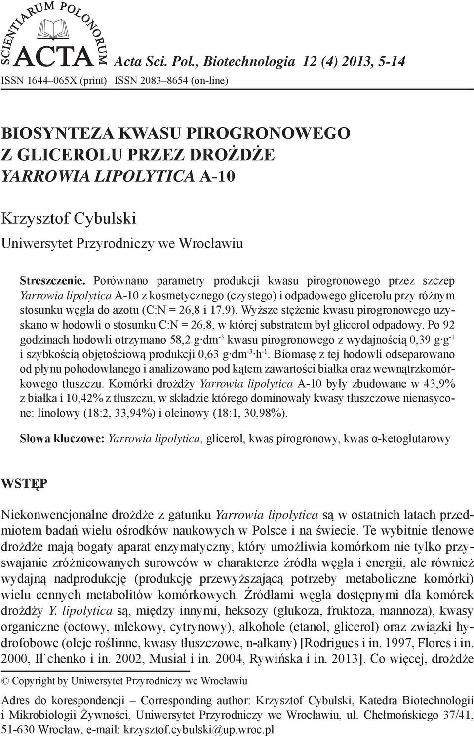 Przyrodniczy we Wrocławiu Streszczenie.