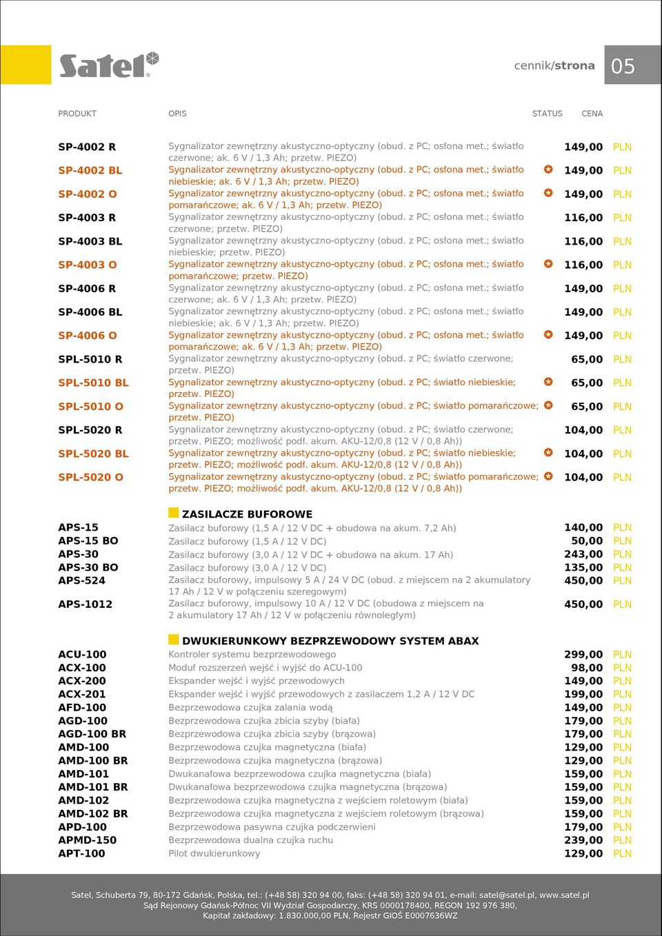 6 V / 1,3 Ah; Sygnalizator zewnętrzny akustyczno-optyczny (obud. z PC; osłona met.; światło 149,00 PLN pomarańczowe; ak. 6 V / 1,3 Ah; Sygnalizator zewnętrzny akustyczno-optyczny (obud.