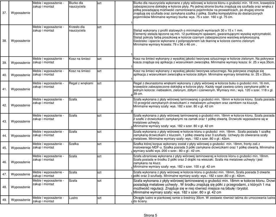 Szafka kompatybilna do dostarczonych pojemników Minimalne wymiary biurka: wys. 75 x szer. 60 x gł. 75 cm. 8.