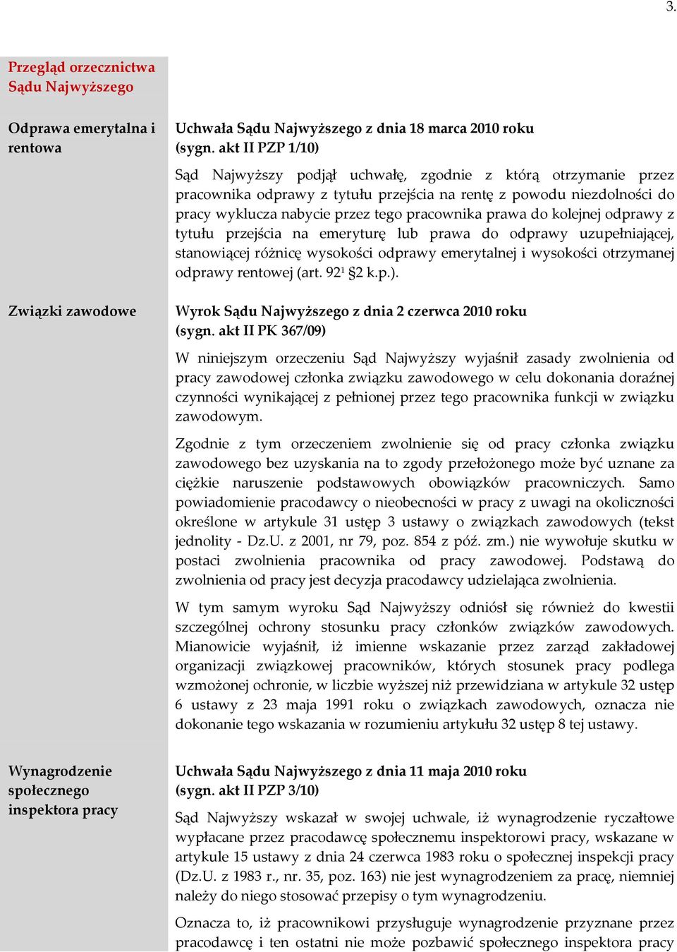 prawa do kolejnej odprawy z tytułu przejścia na emeryturę lub prawa do odprawy uzupełniającej, stanowiącej różnicę wysokości odprawy emerytalnej i wysokości otrzymanej odprawy rentowej (art. 92 1 2 k.