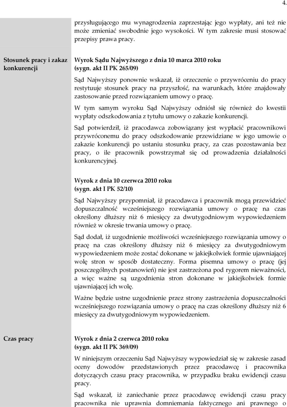 akt II PK 265/09) Sąd Najwyższy ponownie wskazał, iż orzeczenie o przywróceniu do pracy restytuuje stosunek pracy na przyszłość, na warunkach, które znajdowały zastosowanie przed rozwiązaniem umowy o