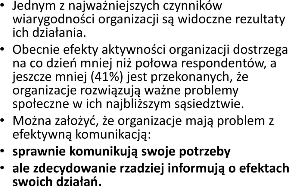 przekonanych, że organizacje rozwiązują ważne problemy społeczne w ich najbliższym sąsiedztwie.