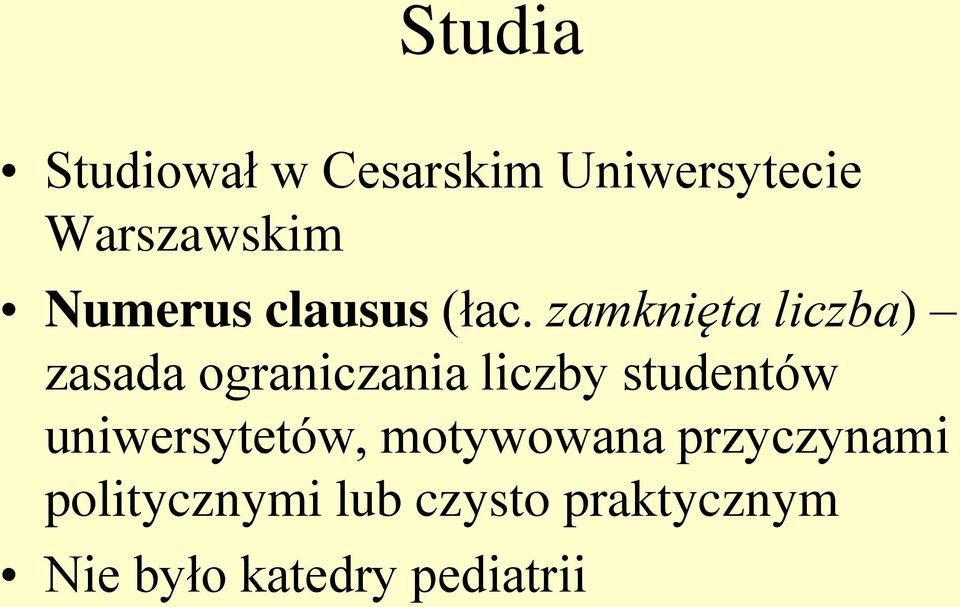 zamknięta liczba) zasada ograniczania liczby studentów