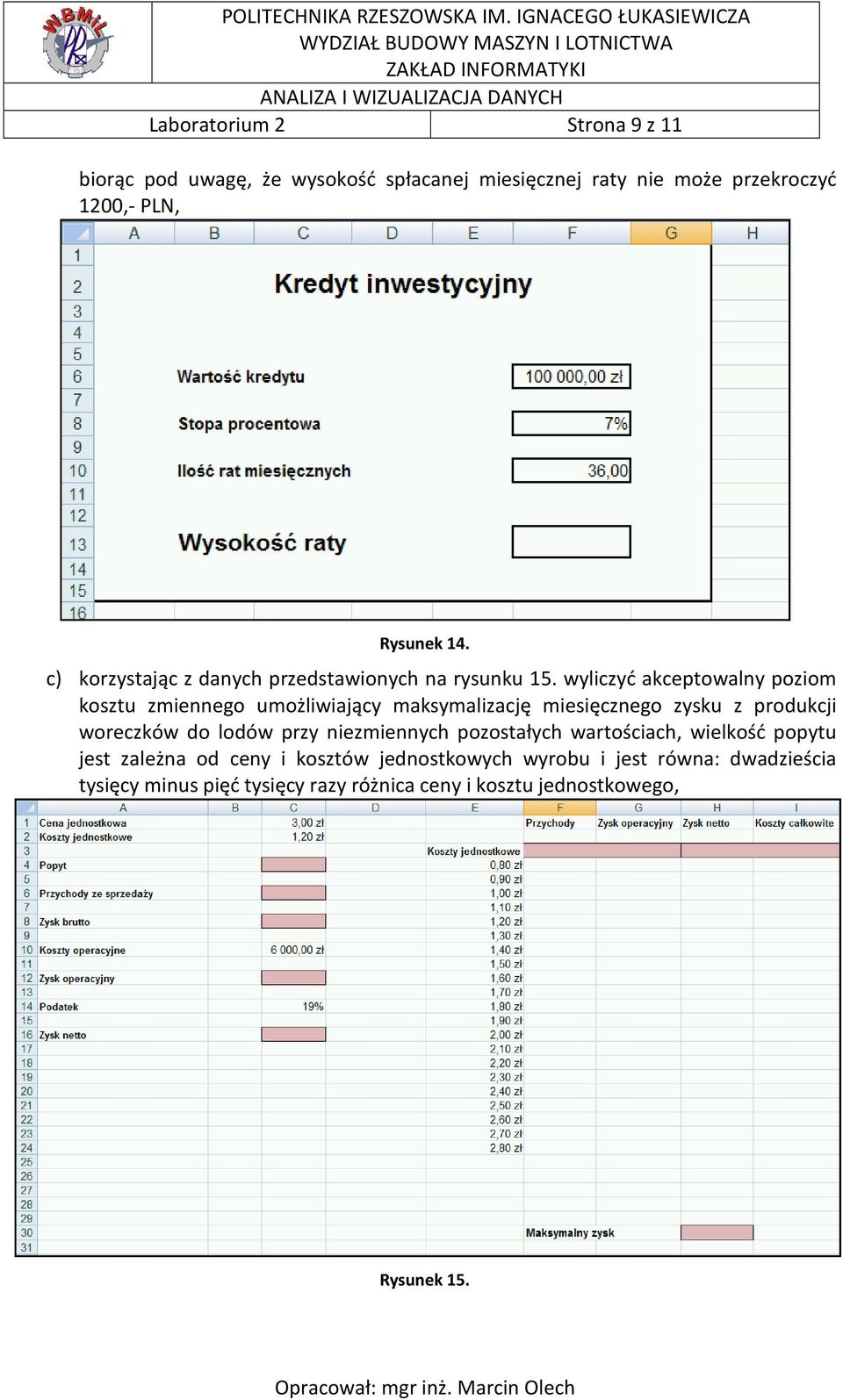 wyliczyć akceptowalny poziom kosztu zmiennego umożliwiający maksymalizację miesięcznego zysku z produkcji woreczków do lodów przy