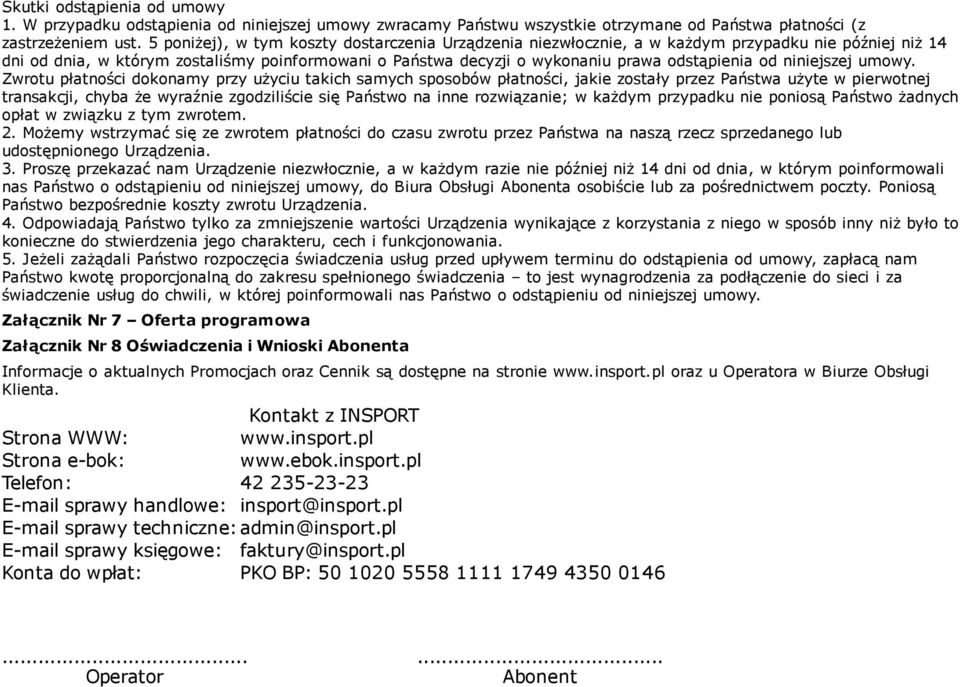 od niniejszej umowy.