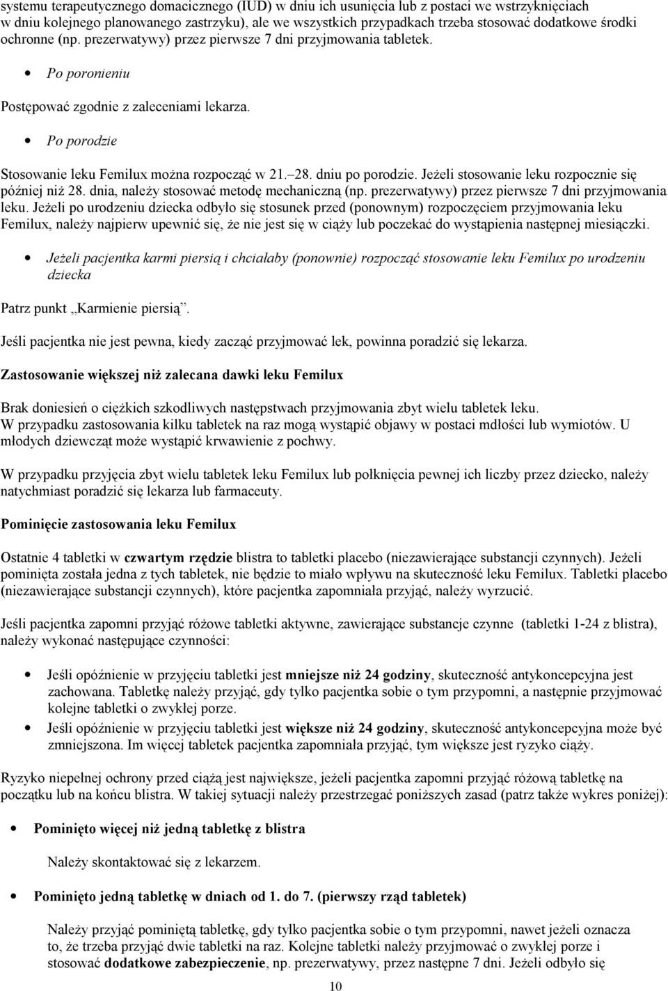 dniu po porodzie. Jeżeli stosowanie leku rozpocznie się później niż 28. dnia, należy stosować metodę mechaniczną (np. prezerwatywy) przez pierwsze 7 dni przyjmowania leku.
