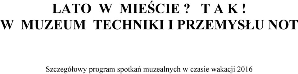 NOT Szczegółowy program