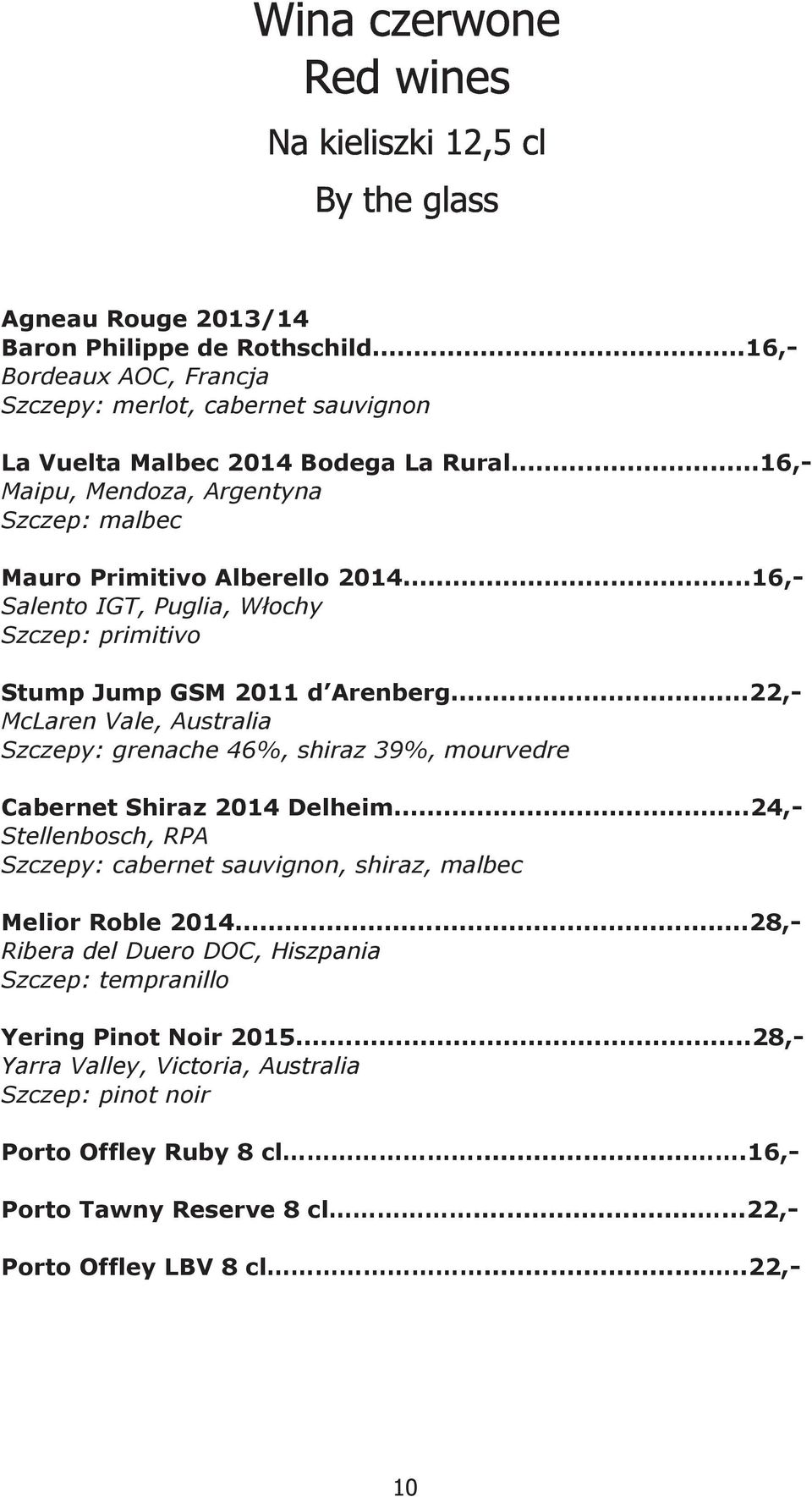 ..16, Salento IGT, Puglia, Włochy Szczep: primitivo Stump Jump GSM 2011 d Arenberg...22, McLaren Vale, Australia Szczepy: grenache 46%, shiraz 39%, mourvedre Cabernet Shiraz 2014 Delheim.