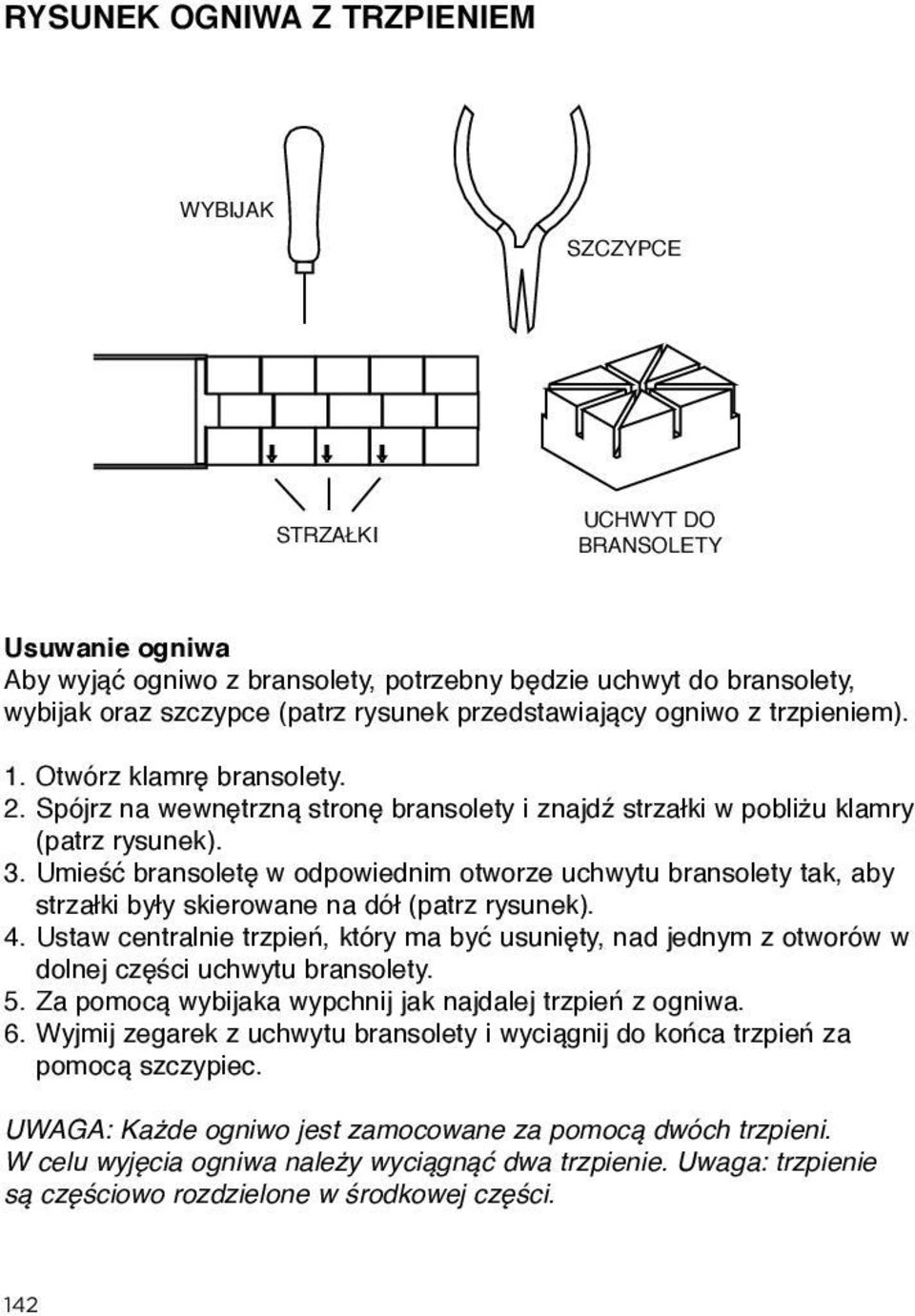 Umieść bransoletę w odpowiednim otworze uchwytu bransolety tak, aby strzałki były skierowane na dół (patrz rysunek). 4.