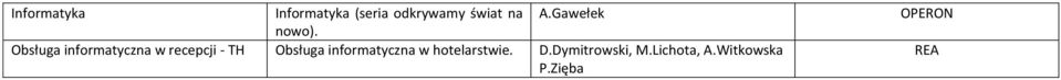 Gawełek Obsługa informatyczna w recepcji - TH