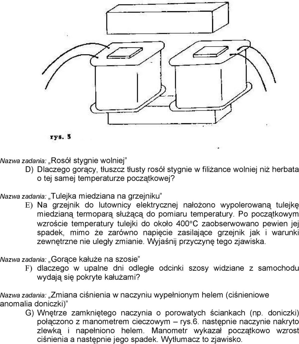 Po początkowym wzroście temperatury tulejki do około 400 C zaobserwowano pewien jej spadek, mimo że zarówno napięcie zasilające grzejnik jak i warunki zewnętrzne nie uległy zmianie.