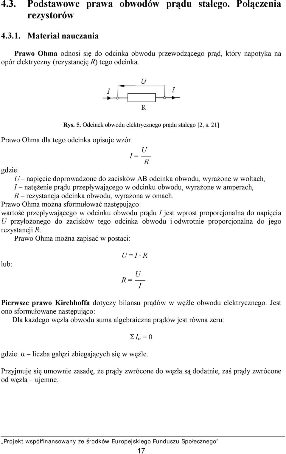 Odcinek obwodu elektrycznego prądu stałego [2, s.