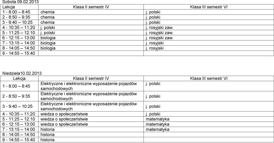 rosyjski Niedziela10.02.