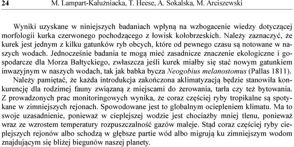 Należy zaznaczyć, że kurek jest jednym z kilku gatunków ryb obcych, które od pewnego czasu są notowane w naszych wodach.