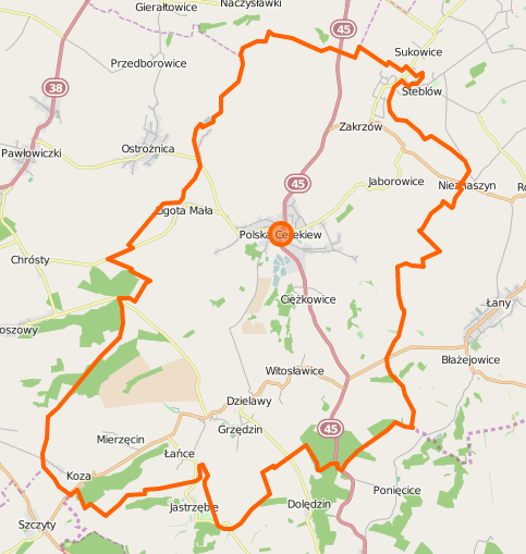 Rysunek 1 Plan sytuacyjny Gminy Polska Cerekiew 12 Ukształtowanie terenu 13 Pod względem regionalizacji fizyczno-geograficznej Polski J.