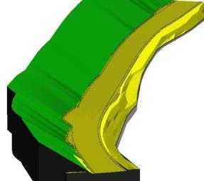Model MBS Model drogi 3D z przekrojów standardowych (normalnych) dla korony i warstw podbudowy Umożliwia otrzymanie linii 3D przełamań wynikających z połączeń pomiędzy przekrojami standardowymi