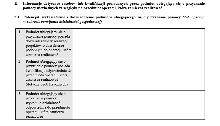 ND podejmowania działalności Pokazać doświadczenie w realizacji projektów o charakterze podobnym do operacji, którą zamierza się realizować. Należy podać np.