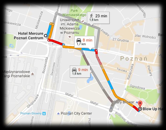HOTELE PARTNERSKIE OPIS HOTELU 4-gwiazdkowy Hotel Mercure Poznan Centrum położony jest w biznesowej części Poznania, tuż obok terenów targowych i spacerowej odległości od Starego Rynku.