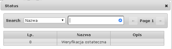 Po wybraniu statusu można uzupełnić pole Opis z uwagami, które zostaną przekazane dysponentom.