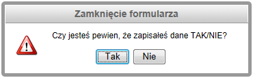 4. Ostatnim krokiem jest zapisanie definicji roku obrotowego do bazy Systemu OPP za pomocą przycisku Zapisz. UWAGA! Po zapisaniu danych dotyczących roku obrotowego NIE MA MOŻLIWOŚCI ICH ZMIANY! 6.1.4.2 Zapisz Poprawne zapisanie danych do bazy Systemu OPP potwierdzone zostanie komunikatem: 6.