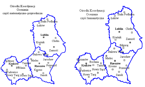 Rozmieszczenie Ośrodków Koordynacji Oceniania przedstawiono na rysunku 1. Rysunek 1.