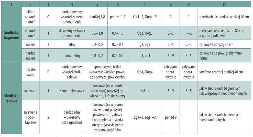Niższe jednostki typologiczne siedlisk leśnych Wariant