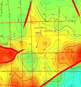 LUBOCINO-2H EXPLORATION WELL Depth Map of the Top
