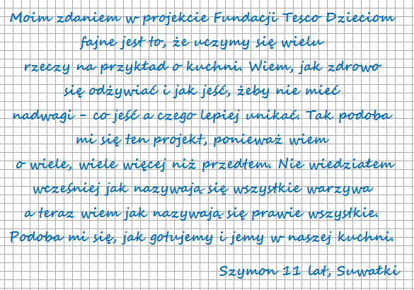 Ogólnopolski Program Dożywiania Potrzebujących Dzieci Zdrowo jeść, by rosnąć w siłę Fundacja Tesco Dzieciom prowadzi od 2012 roku.
