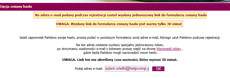 16. Następnie należy podać swój mail (używany jako login do EPR). Patrz Rys. 17.