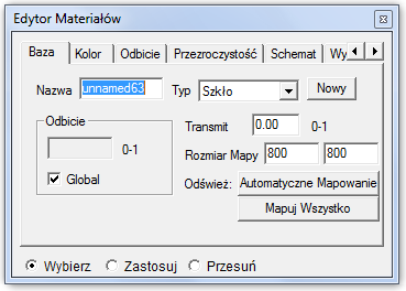 4.4 Materiały w trybie 3D 4.4.1 Podstawowe właściwości parametrów okna Edytor materiałów Każda naturalna materia posiada pewne właściwości fizyczne przypisywane w programie InteriCad Lite.