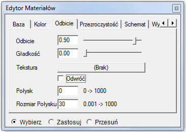 Tekstura sterująca odbiciem Tekstura sterująca odbiciem to czarno-biała tekstura, i może występować w formacie pliku JPG, BMP i TIF.