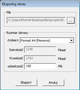 Program wyświetli przedstawione poniżej okno dialogowe Eksportuj obraz. Naciśnij.